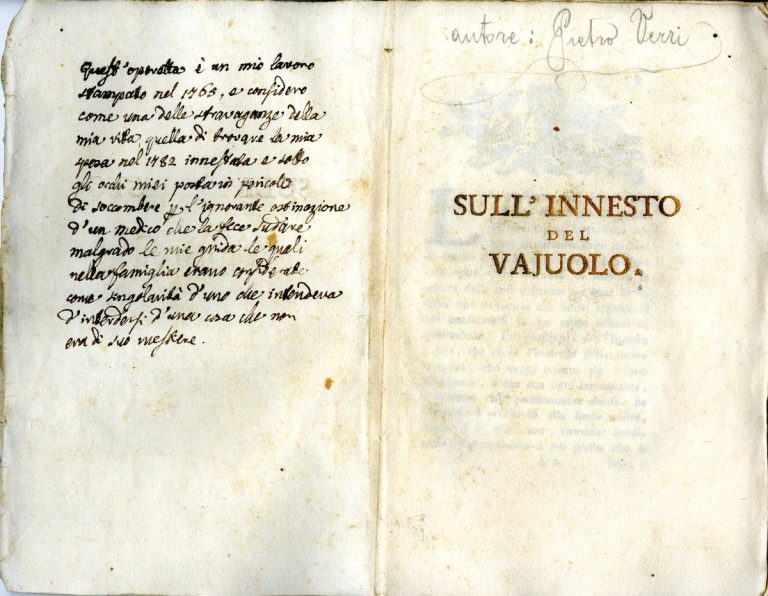Archivio Verri, Sull'innesto del vajuolo