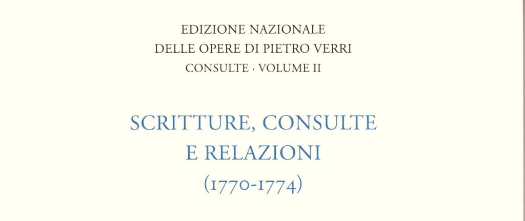 Pubblicato il secondo volume delle Consulte di Pietro Verri